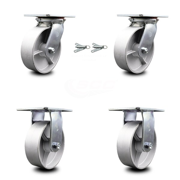 6 Inch Semi Steel Caster Set with Ball Bearing 2 Swivel Lock and 2 Rigid SCC